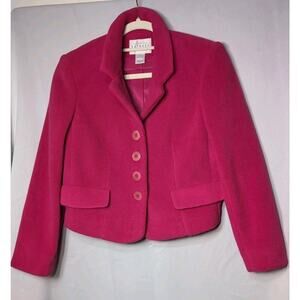 Vintage Express Womens Cropped fleece Jacket Coat Barbie Pink Sz S (P)(590)